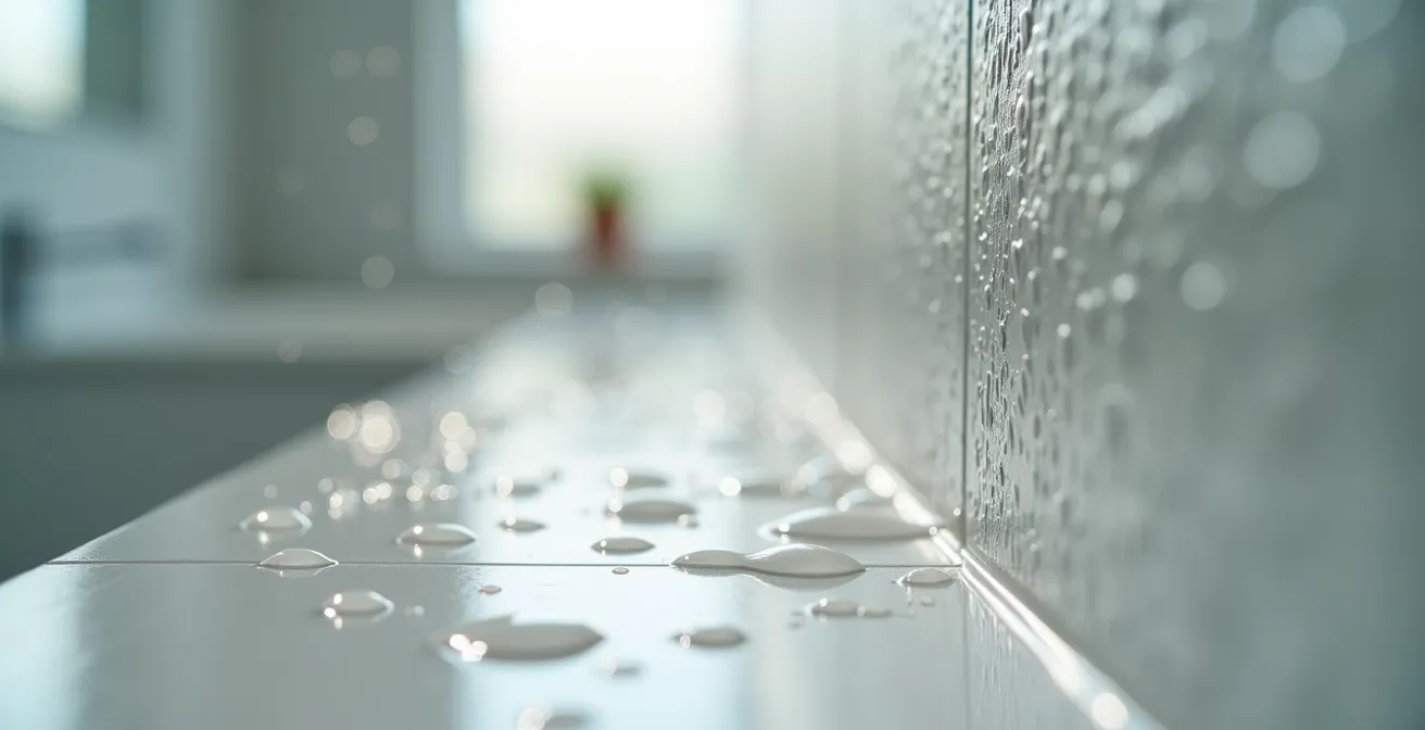 Moderne Belgische badkamer met kalkverf afwerking op de muren