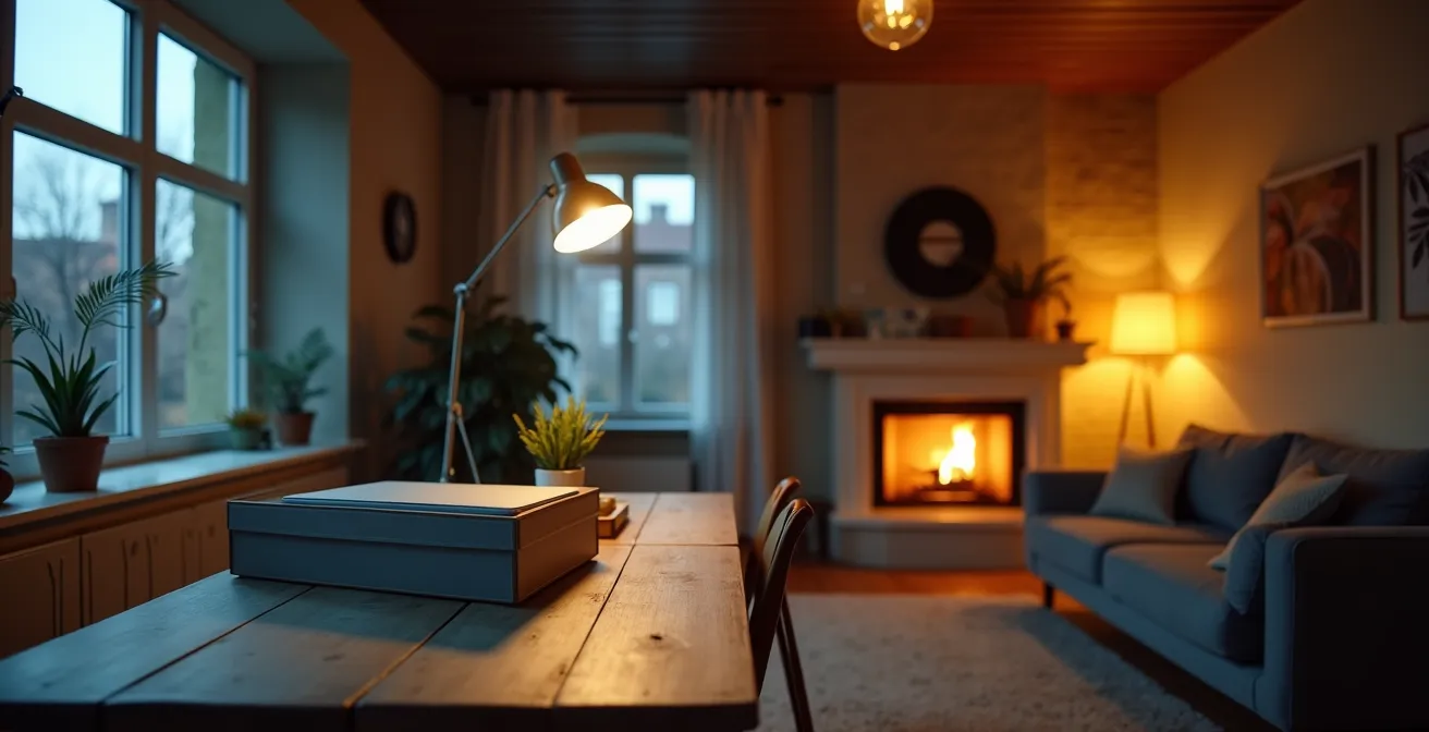 Werkplek in Vlaams appartement die transformeert van werk- naar privéruimte