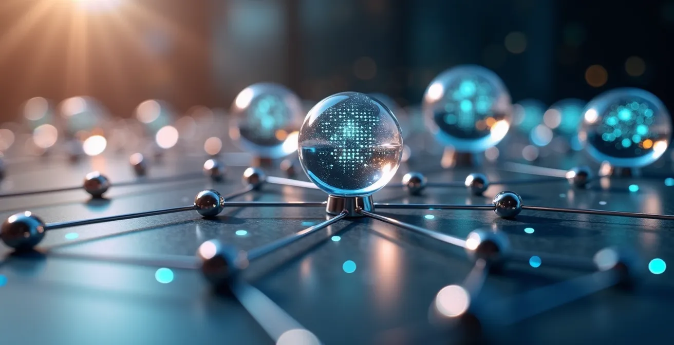 Abstract beeld van geautomatiseerde workflow met verbonden nodes