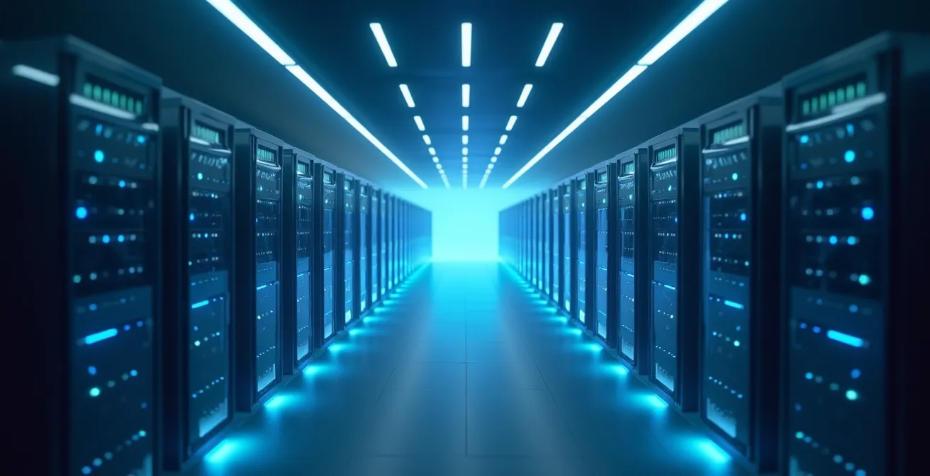 Minimalistische weergave van data-overdracht tussen cloud-servers