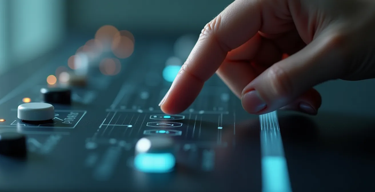 Close-up van hand die privacy-instellingen aanpast op scherm zonder zichtbare tekst